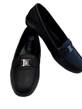 Lauren Ralph Lauren Women’s Black Pebbled Leather Loafers Sz 7.5